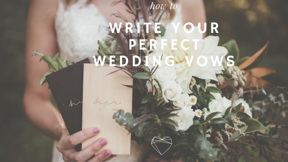 Couple reading wedding vows